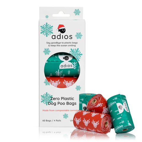 Adios Christmas Compostable Dog Poo Bag Set